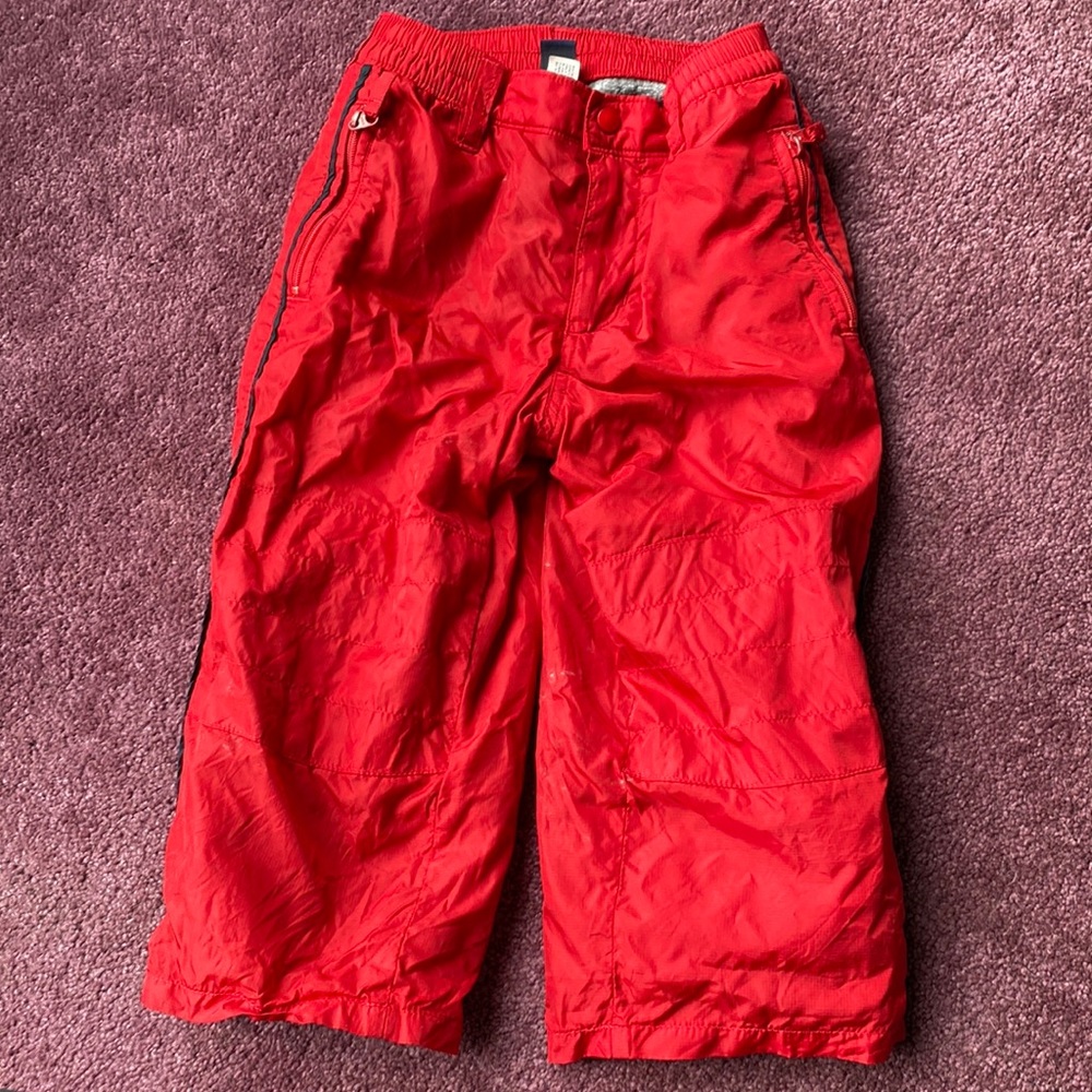 GAP, 2t, fleece lined snow pants, red and grey